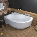 Badewanne Eckwanne Wela 160x100 cm links Ablage Bambus Thermobadewanne Isolierung Acrylwanne + Siphon Viega (id: 2219)