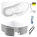 Badewanne Eckwanne Wela 160x100 cm links Ablage Bambus Thermobadewanne Isolierung Acrylwanne + Siphon Viega (id: 2219) Variante: Styroporverkleidung