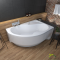 Badewanne Eckwanne Wela 150x100 cm rechts Ablage Bambus Thermobadewanne Isolierung Acrylwanne + Siphon Viega (id: 2220)