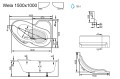 Badewanne Eckwanne Wela 150x100 cm rechts Ablage Bambus Thermobadewanne Isolierung Acrylwanne + Siphon Viega (id: 2220)