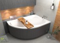 Badewanne Eckwanne Wela 150x100 cm rechts Ablage Bambus Thermobadewanne Isolierung Acrylwanne + Siphon Viega (id: 2220)
