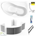 Badewanne Eckwanne Wela 150x100 cm rechts Ablage Bambus Thermobadewanne Isolierung Acrylwanne + Siphon Viega (id: 2220) Variante: Wannenträger