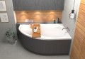 Badewanne Eckwanne Wela 160x100 cm rechts Ablage Bambus Thermobadewanne Isolierung Acrylwanne + Siphon Viega (id: 2221)