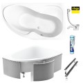 Badewanne Eckwanne Wela 160x100 cm rechts Ablage Bambus Thermobadewanne Isolierung Acrylwanne + Siphon Viega (id: 2221) Verkleidung: Styroporverkleidung