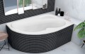 Badewanne Eckwanne Wela 160x100 cm rechts Ablage Bambus Thermobadewanne Isolierung Acrylwanne + Siphon Viega (id: 2221)