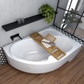 Badewanne Eckwanne Wela 170x100 cm rechts Ablage Bambus Thermobadewanne Isolierung Acrylwanne + Siphon Viega (id: 2222)