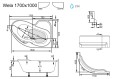 Badewanne Eckwanne Wela 170x100 cm rechts Ablage Bambus Thermobadewanne Isolierung Acrylwanne + Siphon Viega (id: 2222)