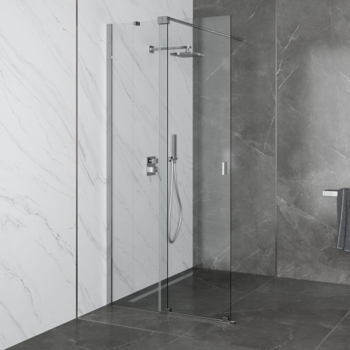 WALK IN Duschwand Duschabtrennung 90-140 cm Vayo Duschkabine Glas Dusche Schiebetür Chrom (id: 2223)