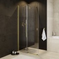 WALK IN Duschwand Duschabtrennung 90-140 cm Vayo Duschkabine Glas Dusche Schiebetür Gold (id: 2224)
