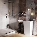 WALK IN Duschwand Duschabtrennung 90-140 cm Vayo Duschkabine Glas Dusche Schiebetür Schwarz Black (id: 2225)