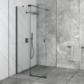 WALK IN Duschwand Duschabtrennung 90-140 cm Vayo Duschkabine Glas Dusche Schiebetür Schwarz Black (id: 2225)