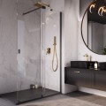 WALK IN Duschwand Duschabtrennung 90-140 cm Vayo Duschkabine Glas Dusche Schiebetür Schwarz Black (id: 2225)