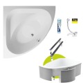 Badewanne Eckwanne Dina 140 x 140 cm Antirusch Acrylwanne + Siphon Viega (id: 2226) Styroporverkleidung