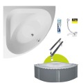 Badewanne Eckwanne Dina 140 x 140 cm Antirusch Acrylwanne + Siphon Viega (id: 2226) Wannenträger