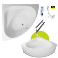 Badewanne Eckwanne Dina 140 x 140 cm Antirusch Acrylwanne + Siphon Viega (id: 2226) Acrylschürze