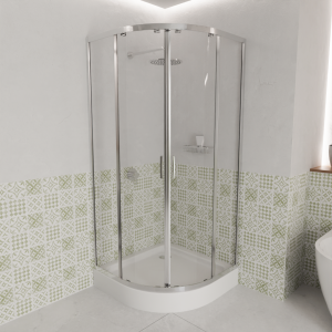 Duschkabine Azul 80x80 x185 cm Easy Clean Viertelkreis R55 Glas chrom Duschabtrennung 