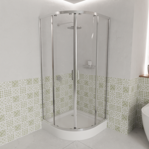 Duschkabine Azul 80x80 x185 cm Easy Clean Viertelkreis R55 Glas Wand chrom Duschabtrennung (id: 2229)