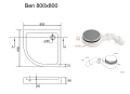 SET Duschkabine 80 x 80 cm Azul + Duschwanne Brausewanne Ben Viertelkreis Dusche (id: 2231)