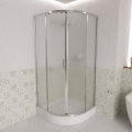 Duschkabine Azul 90x90 x185 cm Viertelkreis echtes Glas strukturiert chrom Duschabtrennung (id: 2236)