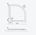 Duschwanne Dusche 100x100 cm Duschtasse Sense Viertelkreis flach + Siphon (id: 2239)