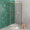 Duschkabine Lazuro 80x80 x200 cm Easy Clean Viertelkreis gold gebürstet (id: 2233)