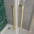 Duschkabine Lazuro 90x90 x200 cm Easy Clean Viertelkreis gold gebürstet (id: 2234)