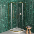 Duschkabine Lazuro 90x90 x200 cm Easy Clean Viertelkreis gold gebürstet (id: 2234)