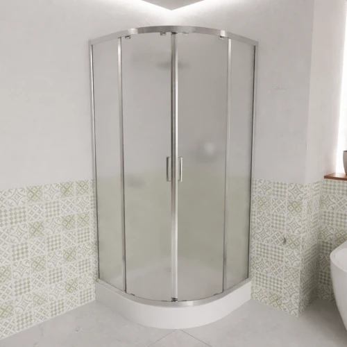 SET Duschkabine 80 x 80 cm Azul struktur + Duschwanne Brausewanne Ben Viertelkreis Dusche (id: 2251)