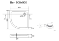 SET Duschkabine 90x90 cm Azul + Duschwanne Brausewanne Ben Viertelkreis Dusche (id: 2249)