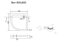 SET Duschkabine 80x80 cm Azul + Duschwanne Brausewanne Ben Viertelkreis Dusche (id: 2248)