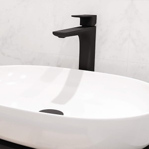 Waschtischarmatur hohe Armatur Wasserhahn Badarmatur Keria schwarz Modern Design  