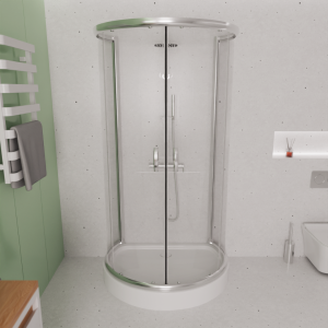 Duschkabine + Duschwanne U Form 100 x 80 cm Duschtasse Halbkreis Duschset Siphon