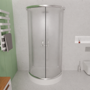 Duschkabine + Duschwanne U Form 100 x80 cm Duschtasse Halbkreis Set Strukturglas