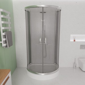 Duschkabine Duschwanne U Form 100x80 Duschtasse Halbkreis Duschset Graphitglas