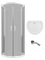 Duschkabine + Duschwanne U Form 100x80 Duschtasse Halbkreis Duschset Graphitglas (id: 2274)