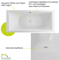 große Badewanne Tami 200x90 cm Antirutsch Acrylwanne Rechteck (id: 2278)