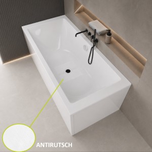große Badewanne Tami 200x90 cm Antirutsch Acrylwanne Rechteck 