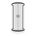 Duschkabine U Form Schwarz + Duschwanne 100 x 80 cm Halbkreis Duschset Siphon (id: 2279)