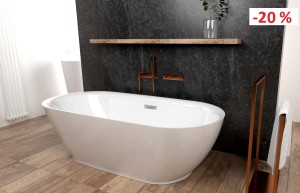 Freistehende Standbadewanne Badewanne Acryl 165 x 80 cm Ab- und Überlauf Adele