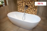 Freistehende Standbadewanne Badewanne Acryl 152 x 75 cm Ab- und Überlauf Adele