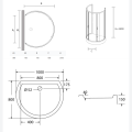 Duschkabine U Form + Duschwanne 100 x 80 cm Halbkreis Duschset schwarz Siphon (id: 2280)