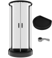 Duschkabine U Form + Duschwanne 100 x 80 cm Halbkreis Duschset schwarz Siphon (id: 2280)