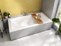 Badewanne Acrylwanne Rechteck Tami 200 x 90 cm + ABLAGE BADEWANNENBRETT BAMBUS (id: 925)