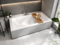 Badewanne Acrylwanne Rechteck Tami 200 x 90 cm + ABLAGE BADEWANNENBRETT BAMBUS (id: 925)
