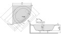 Eckwanne Prestige 150 x 150 cm Abmessung