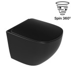 WC Schüssel 48 cm Hänge WC LUQA schwarz matt wandhängend spülrandlos 360° spin Spülsystem Sitz