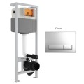 WC-Set Luqa Hänge WC Vorwandelement Unterputz Flaro Betätigungsplatte Chrom Sitz