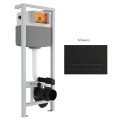 WC-Set Luqa Hänge WC Vorwandelement Unterputz Flaro Betätigungsplatte Schwarz Sitz soft close