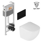 WC-Set Luqa Hänge WC Vorwandelement Unterputz Flaro Betätigungsplatte Schwarz/ Weiß/ Chrom Sitz soft close