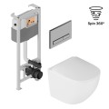 WC-Set Luqa Hänge WC Vorwandelement Unterputz Flaro Betätigungsplatte Schwarz/ Weiß/ Chrom Sitz soft close/ mit Montagerahmen und Drückerplatte Chrom